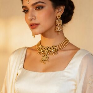 Elegant Gold Floral Bridal Jewelry Set