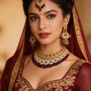 Royal Maroon Bridal Jewelry Set