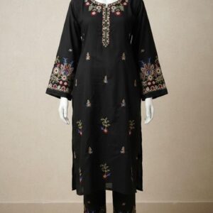 Black Embroidered Kurta Set Elegant