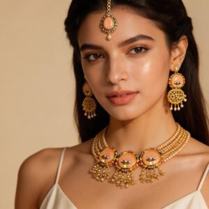 Peach and Gold Traditional Choker Set