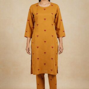Trendsya Mustard Printed Kurta Set