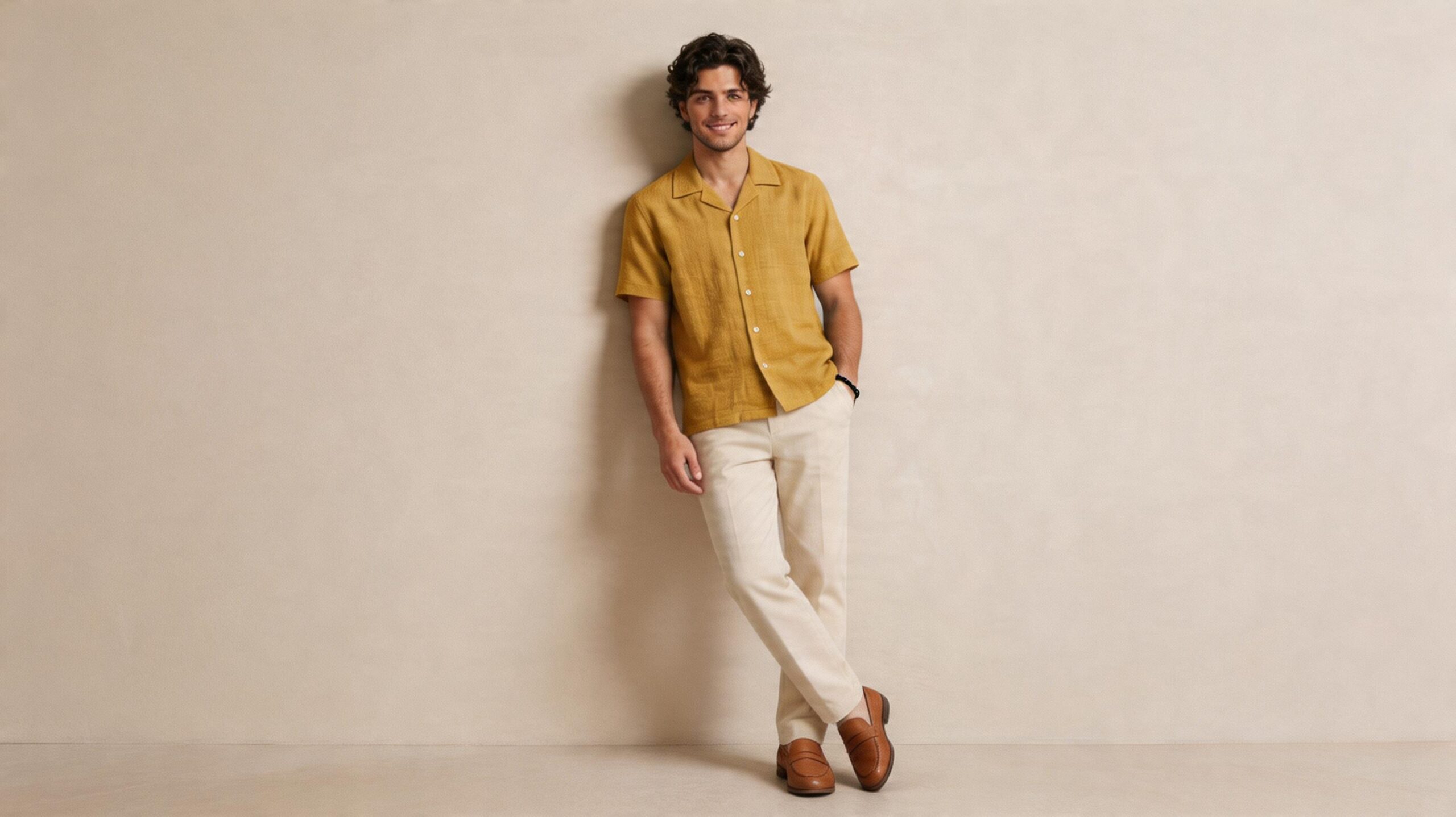 Comfort Mustard Cuban Collar Shirt