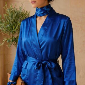 Royal Blue Satin Wrap Co-Ord Set
