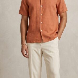 Rust Orange Cuban Collar Shirt