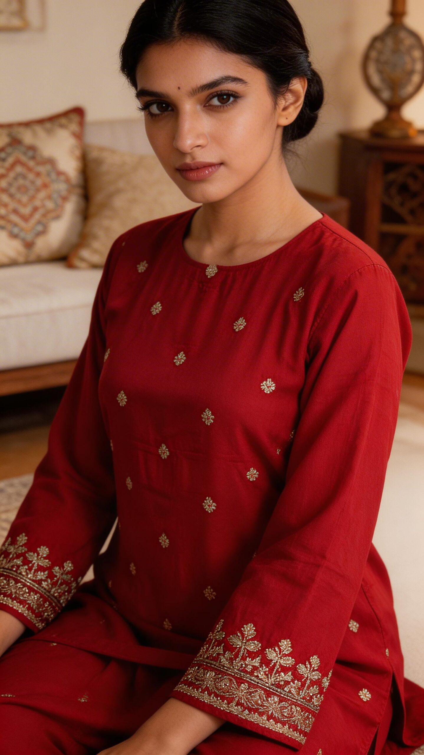 Amazing Red Embroidered Kurta Set